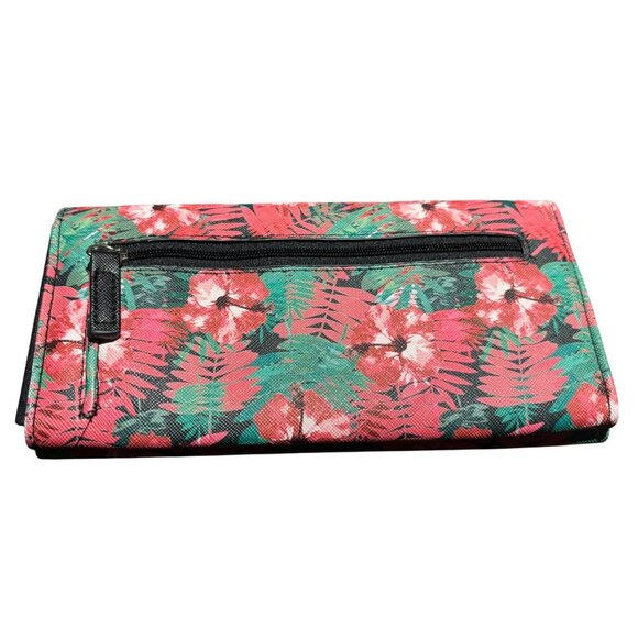 Tahari Floral Print Vegan Leather Clutch Wallet With Saffiano Finish - Picture 3 of 7